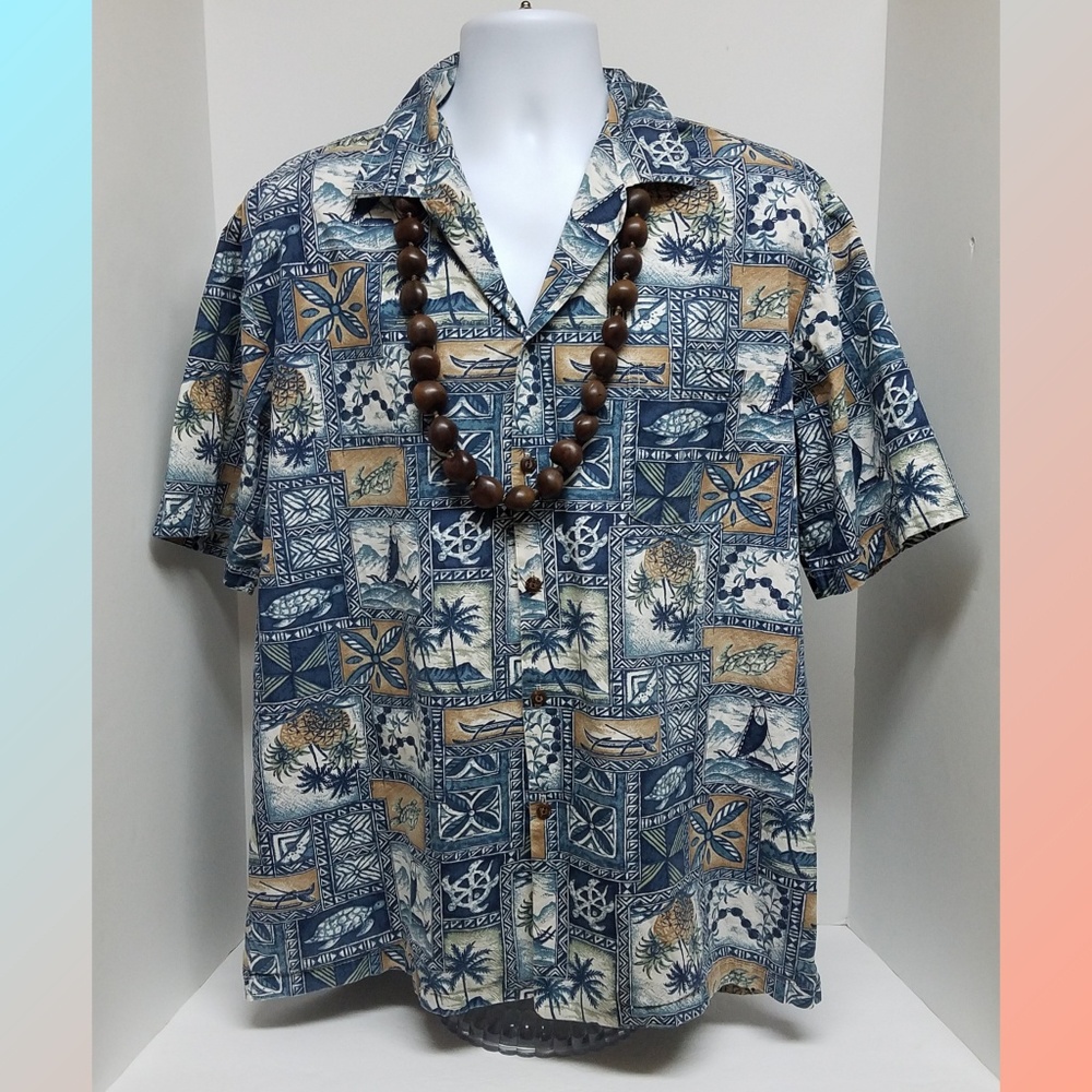 Pacific Legend Mens Hawaiian Shirt Size XL w/ Bead - Picture 1 of 4